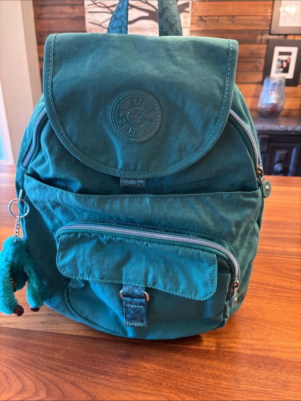 Kipling Teal Green Blue Backpack Baby Diaper Bag with Gorilla